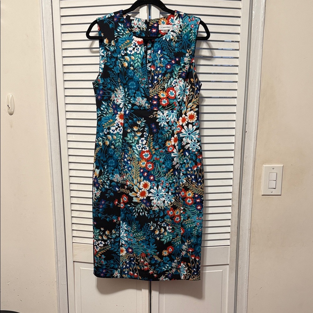 Calvin Klein Blue Floral Midi Dress